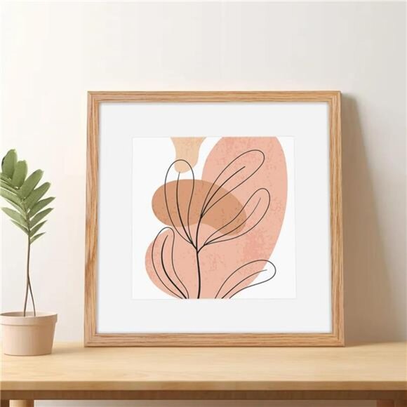 12x12 Picture Frame Set of 2, Oak Wood 12 x 12 Photo Frames for Wall, Square 12 - Picture 6 of 6